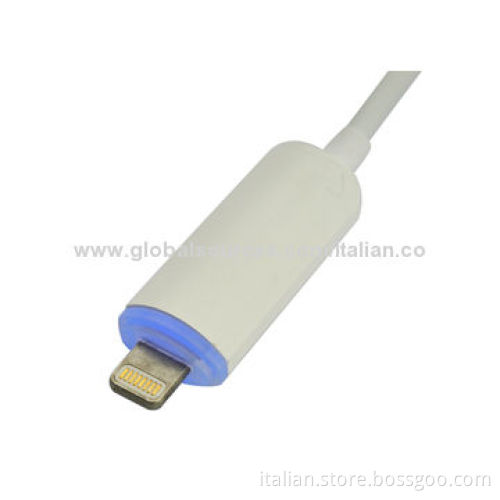 Lightning 8-pin USB Cable for iPhone 5/5S/5C with LED Light, Supports iOS 8 Version